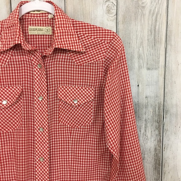 Sheplers Tops - Shepler’s Vintage Gingham Snap Front Top Shirt 7/8